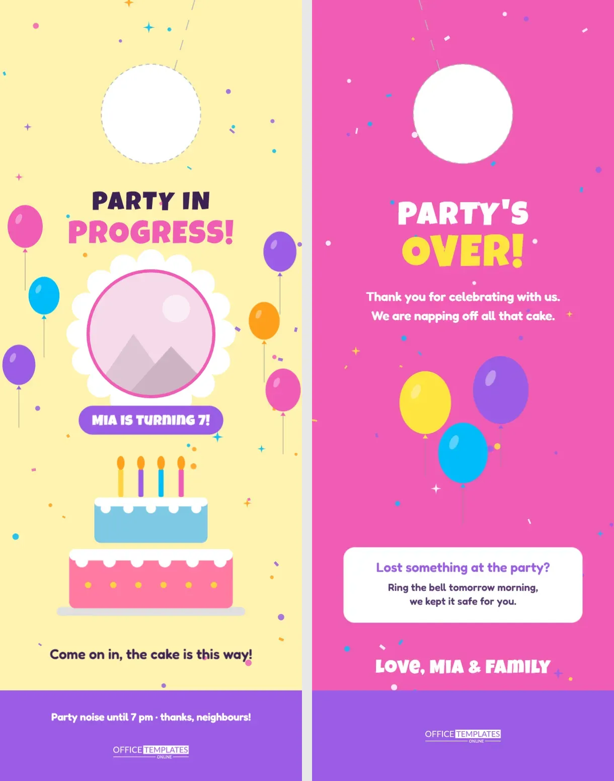 “Party in Progress!” Birthday Door Hanger with Balloons and Cake
