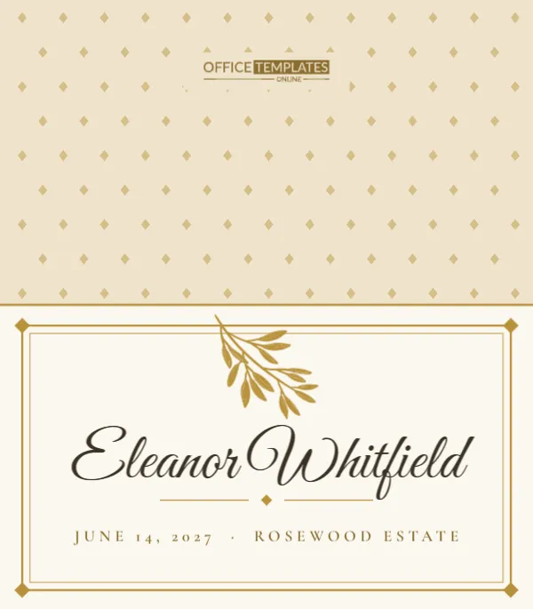 Classic Gold Script Wedding Place Card with Double Frame