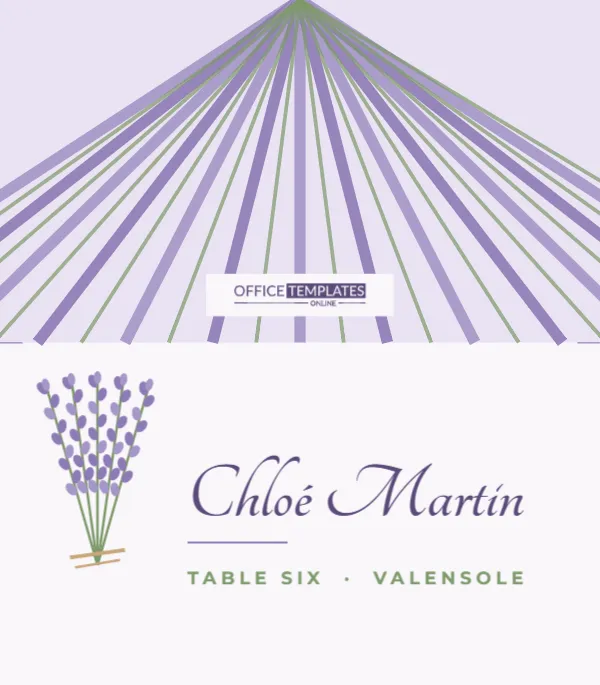Lavender Provence Wedding Place Card with Lavender Field Back