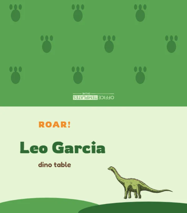 Dinosaur Birthday Party Place Card with Footprints and Hills