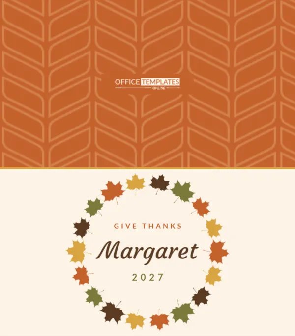 Thanksgiving Place Card with a Wreath of Autumn Maple Leaves