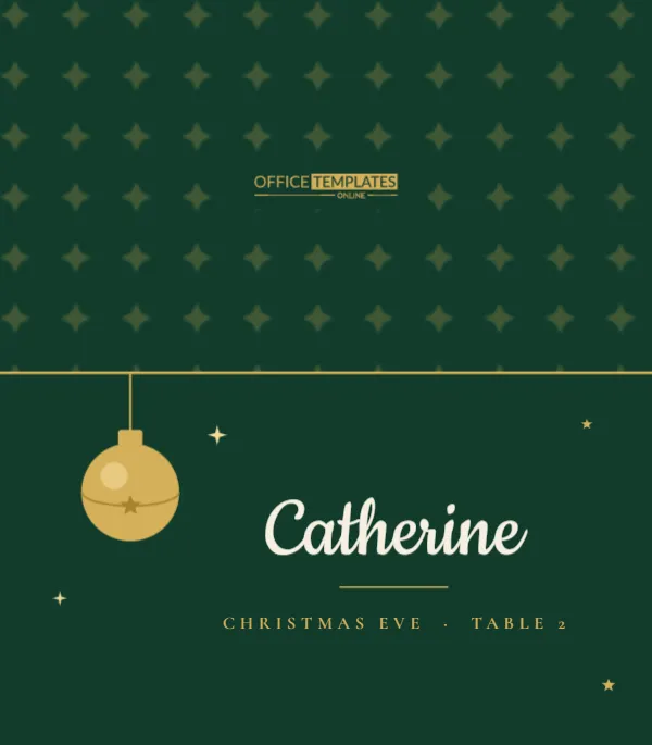 Elegant Christmas Place Card with a Hanging Gold Bauble