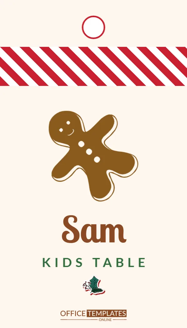 Christmas Gingerbread Hanging Tag for the Kids’ Table