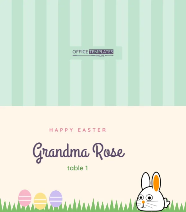 Easter Brunch Place Card with a Peeking Bunny and Pastel Eggs