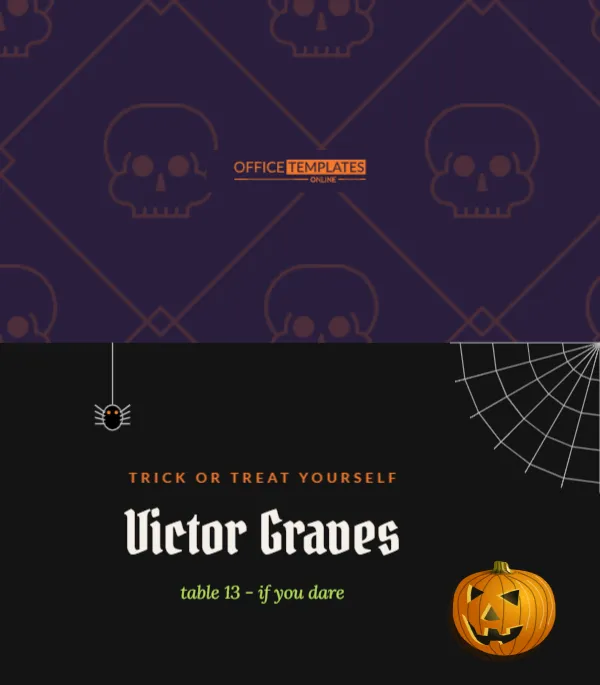 Halloween Dinner Party Place Card with Spiderweb and Jack-o’-Lantern