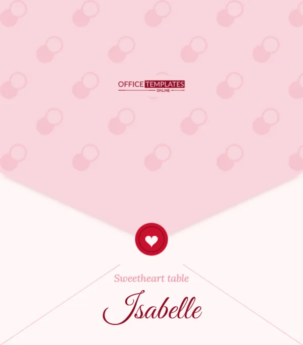 Valentine’s Dinner Place Card Shaped Like a Sealed Love Letter