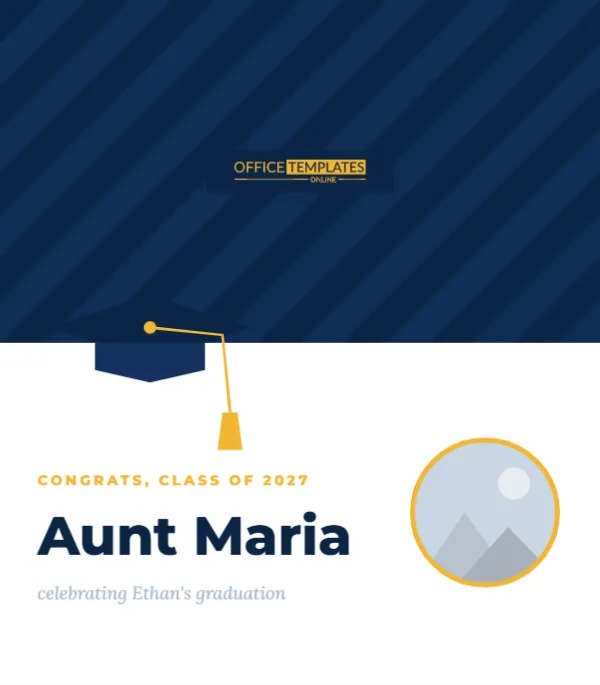 Graduation Party Place Card with Mortarboard Tassel and Grad Photo
