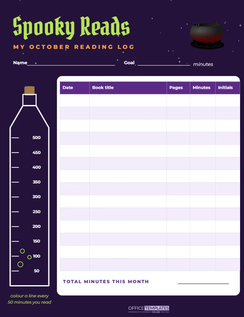 Halloween Reading Log Template – Spooky Reads for October