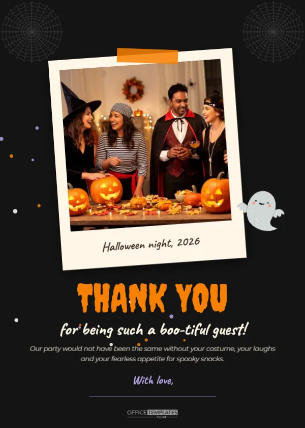 Halloween Party Thank-You Card Template with a Photo