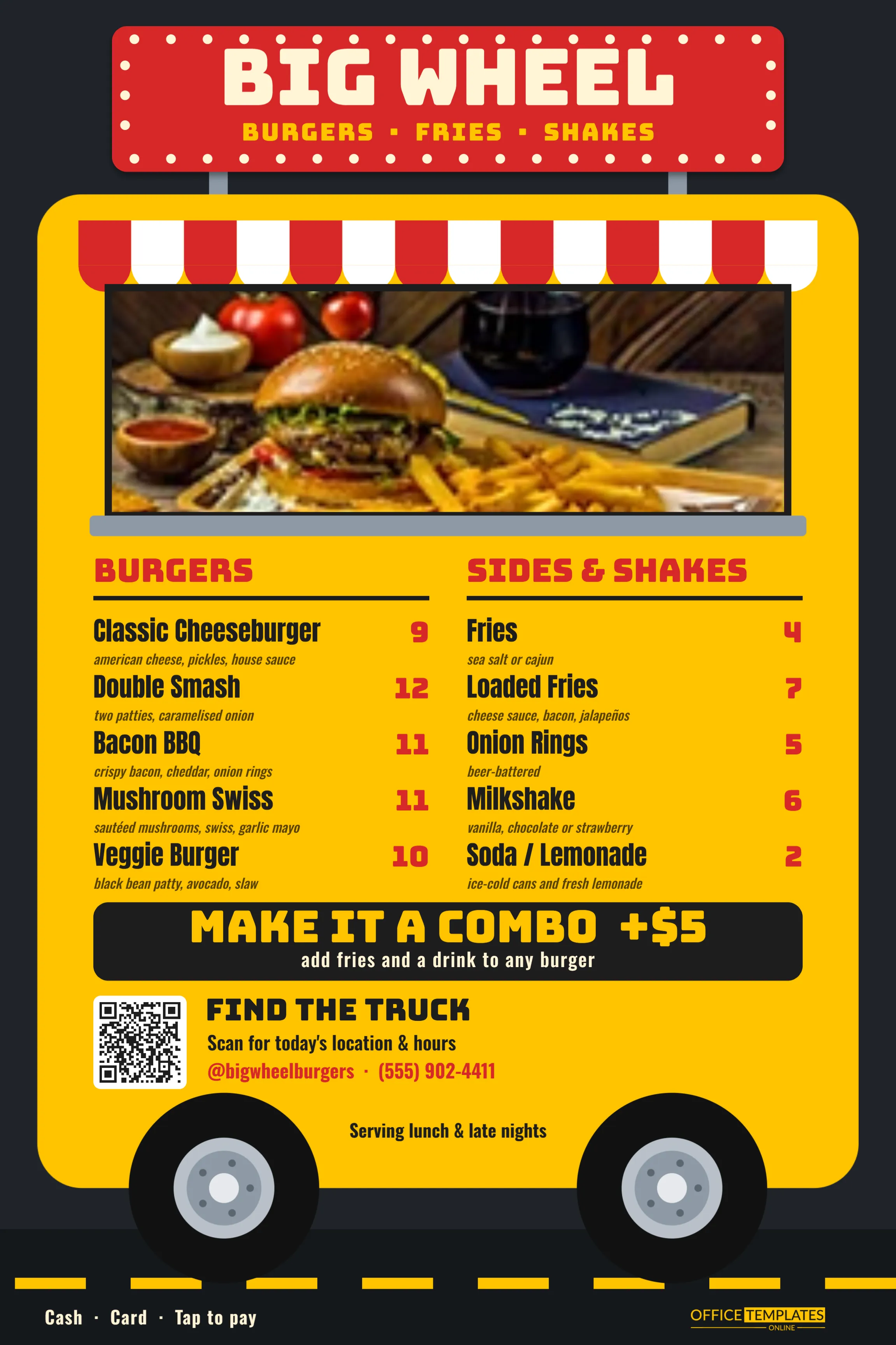 Food Truck Menu Board Template (24 x 36 in) – Burger Truck Design