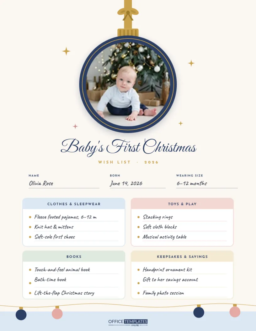 Baby’s First Christmas Wish List – Photo Ornament Design