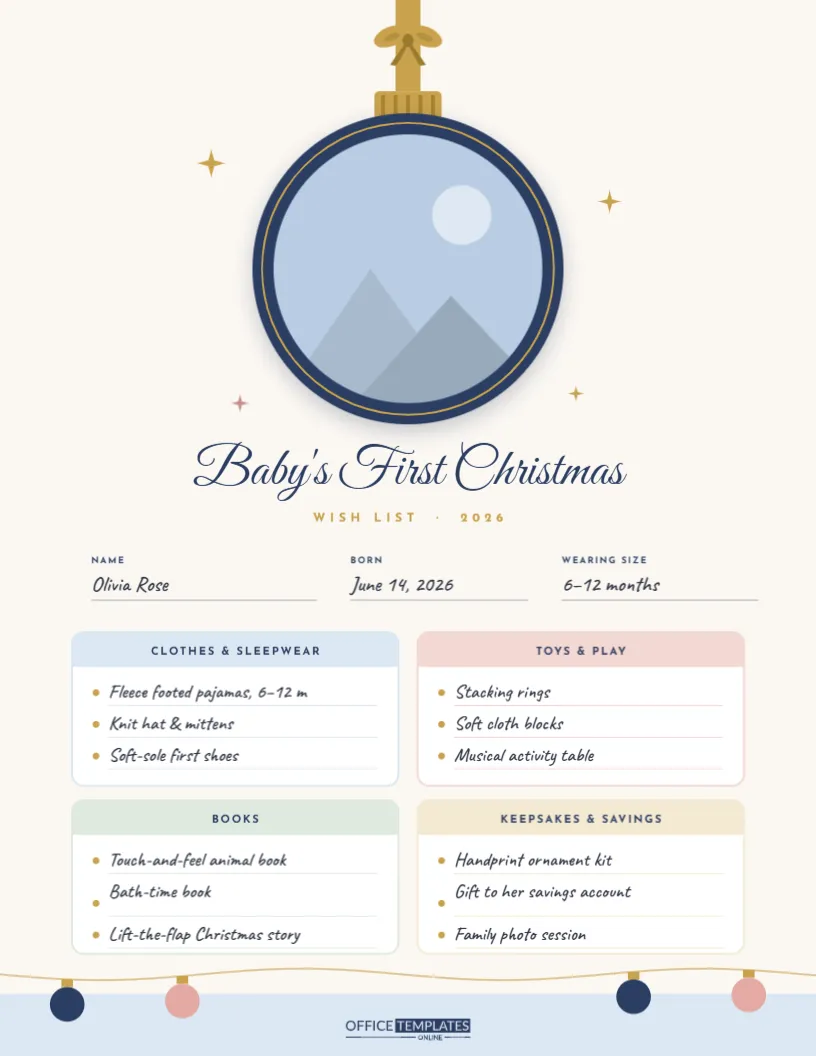 Baby’s First Christmas Wish List – Photo Ornament Design