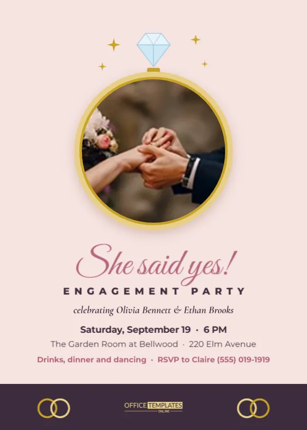 Engagement Party Invitation Template – She Said Yes! – free editable Party Invitations template