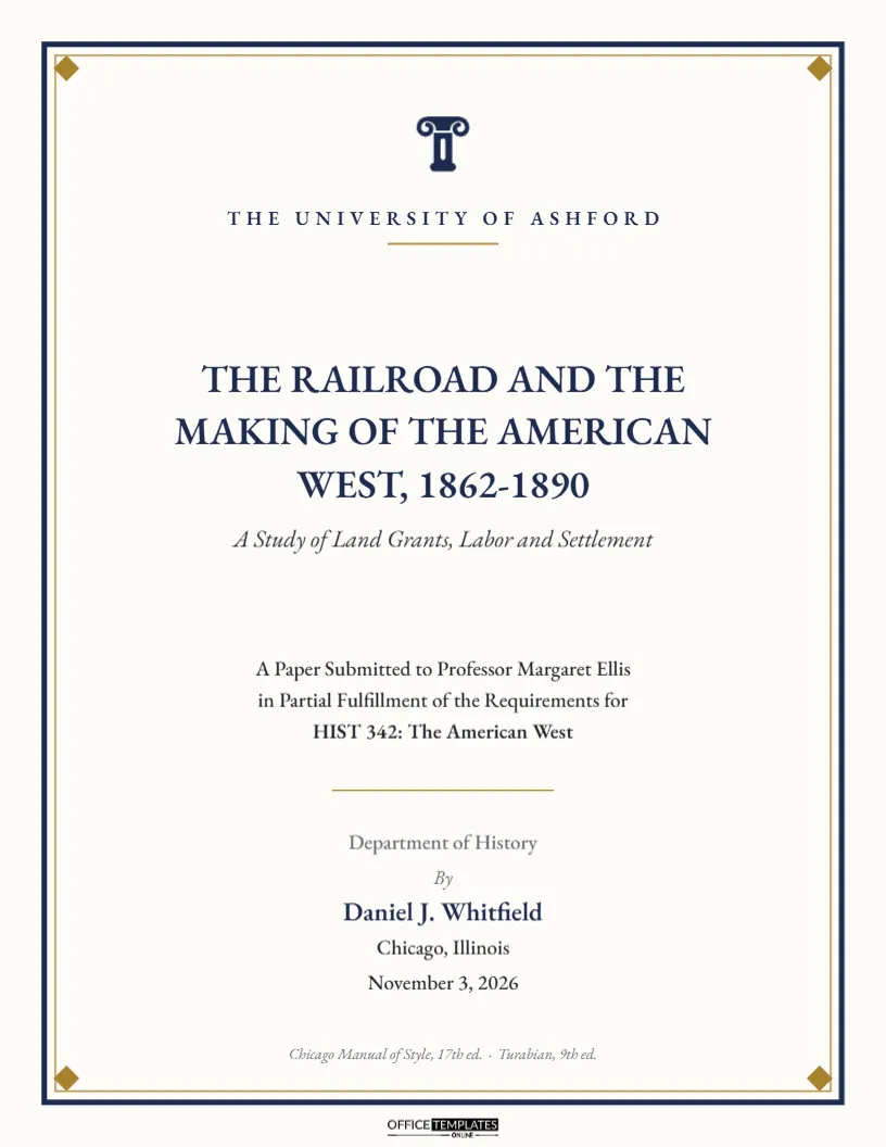 Chicago/Turabian Title Page Template with Classic Double Frame