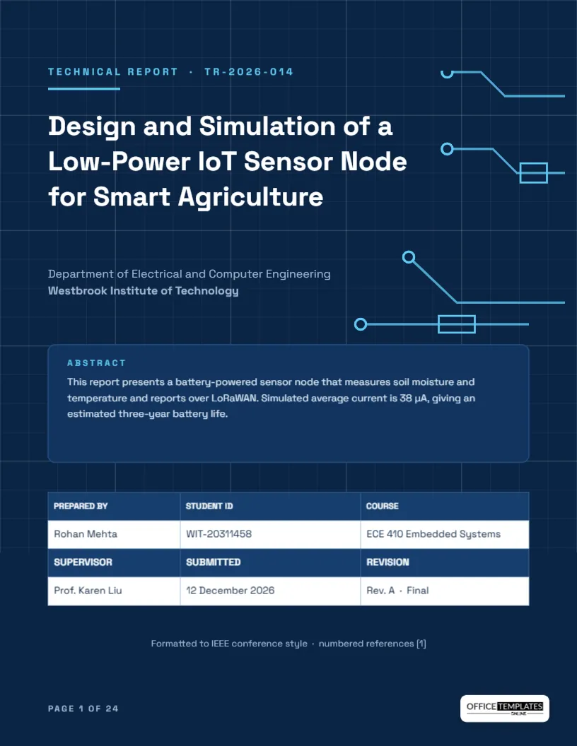 IEEE Technical Report Cover Page with Blueprint Grid and Title Block