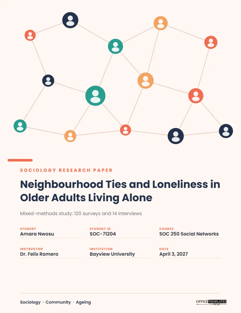 Sociology Research Paper Cover with a Social Network of People – free editable Research Paper Cover Pages template