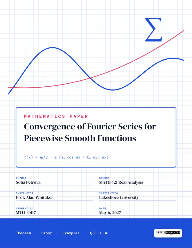 Mathematics Paper Cover Page on Graph Paper with Plotted Curves – free editable Research Paper Cover Pages template