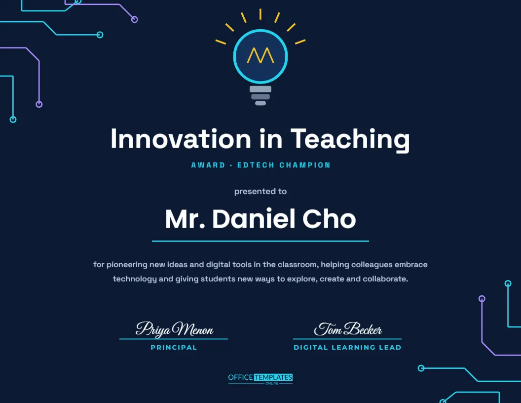 Innovation in Teaching Award – EdTech Champion Certificate