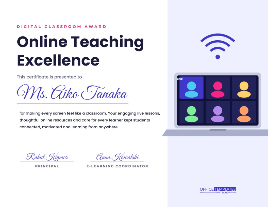 Online Teaching Excellence Certificate – Video Call Laptop Design