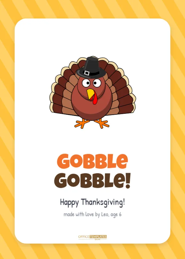 Kids Thanksgiving Card with a Gobble Gobble Turkey to Fill In – free editable Thanksgiving template