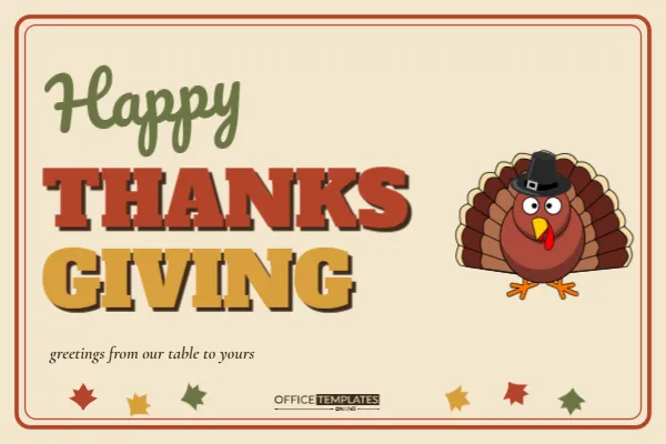 Vintage Thanksgiving Postcard Template with a Real Postcard Back – free editable Thanksgiving template