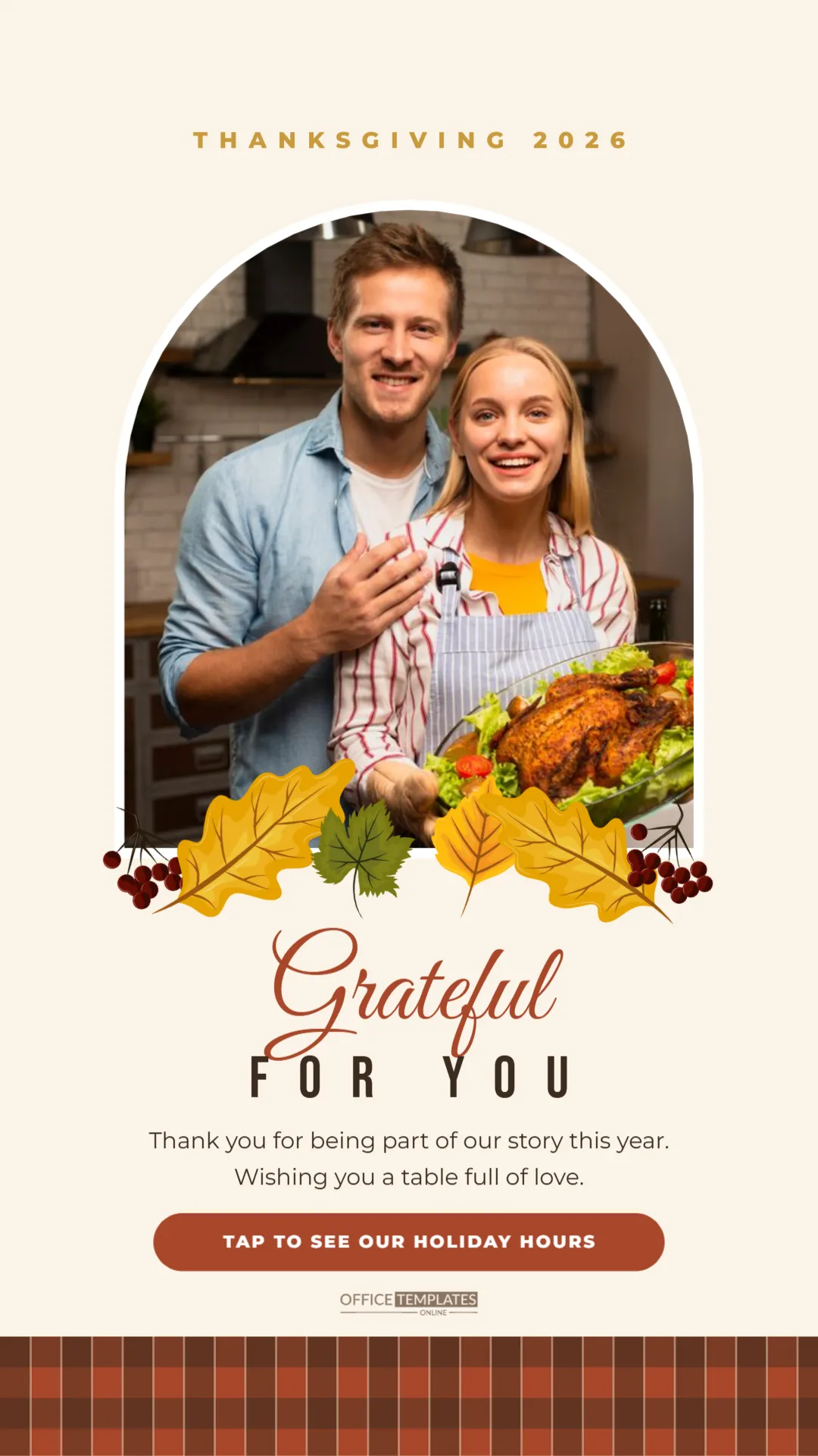 Thanksgiving Instagram Story Template with an Arched Photo (1080 x 1920 px) – free editable Thanksgiving template