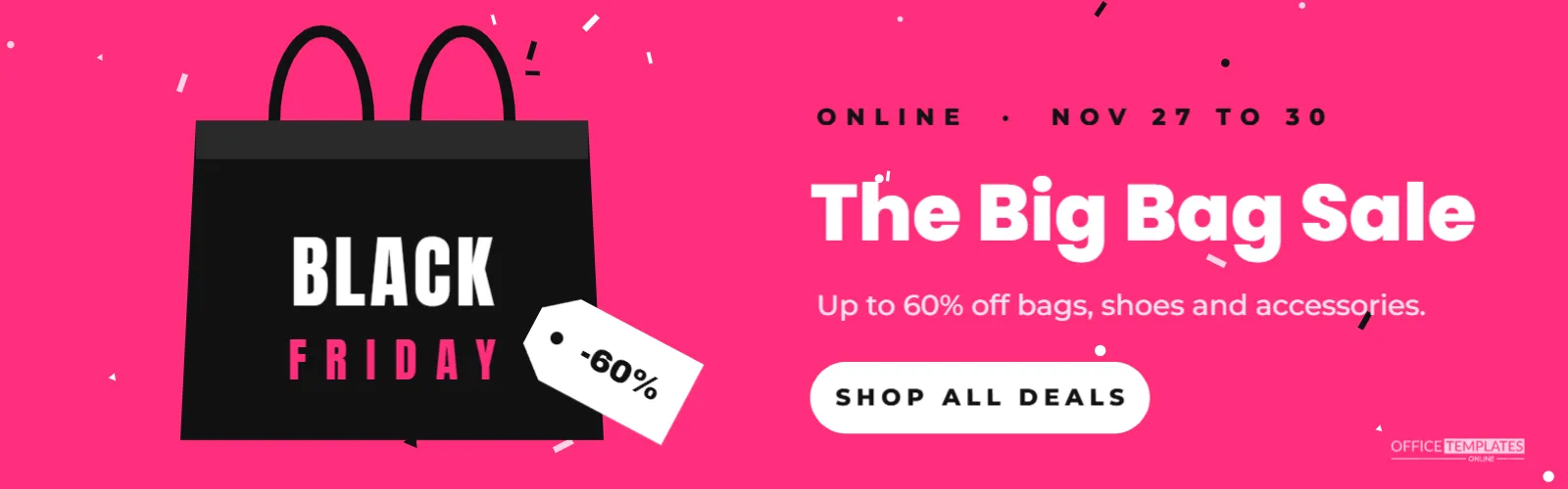 Black Friday E-commerce Sale Banner with a Shopping Bag (1600 x 500) – free editable Black Friday template