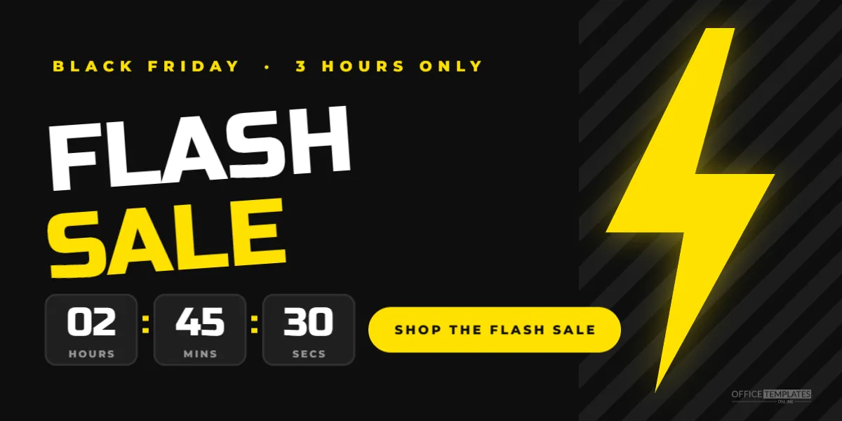 Black Friday Flash Sale Web Banner with Countdown Boxes (1200 x 600) – free editable Black Friday template