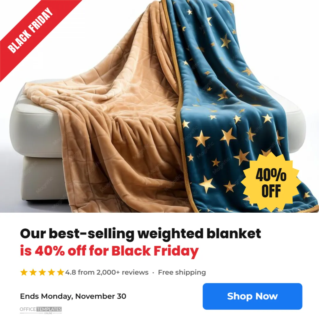 Black Friday Facebook Ad Creative Template, Square (1080 x 1080) – free editable Black Friday template