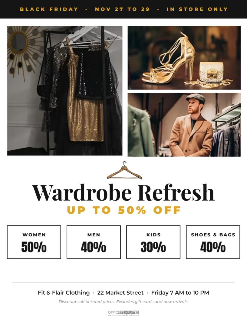 Black Friday Clothing Sale Flyer with a Photo Collage – free editable Black Friday template