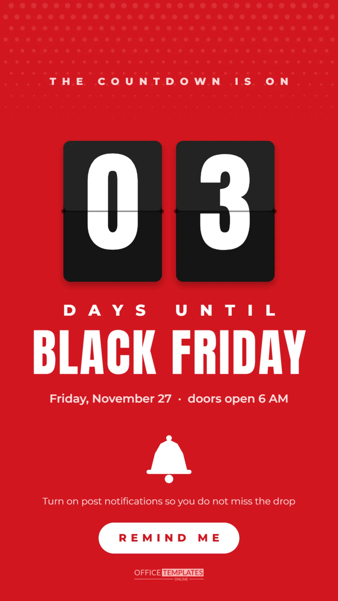Black Friday Sale Countdown Story with Flip Clock Digits (1080 x 1920) – free editable Black Friday template