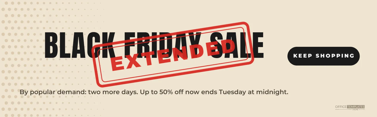 Black Friday Extended Sale Banner with a Rubber Stamp (1600 x 500) – free editable Black Friday template