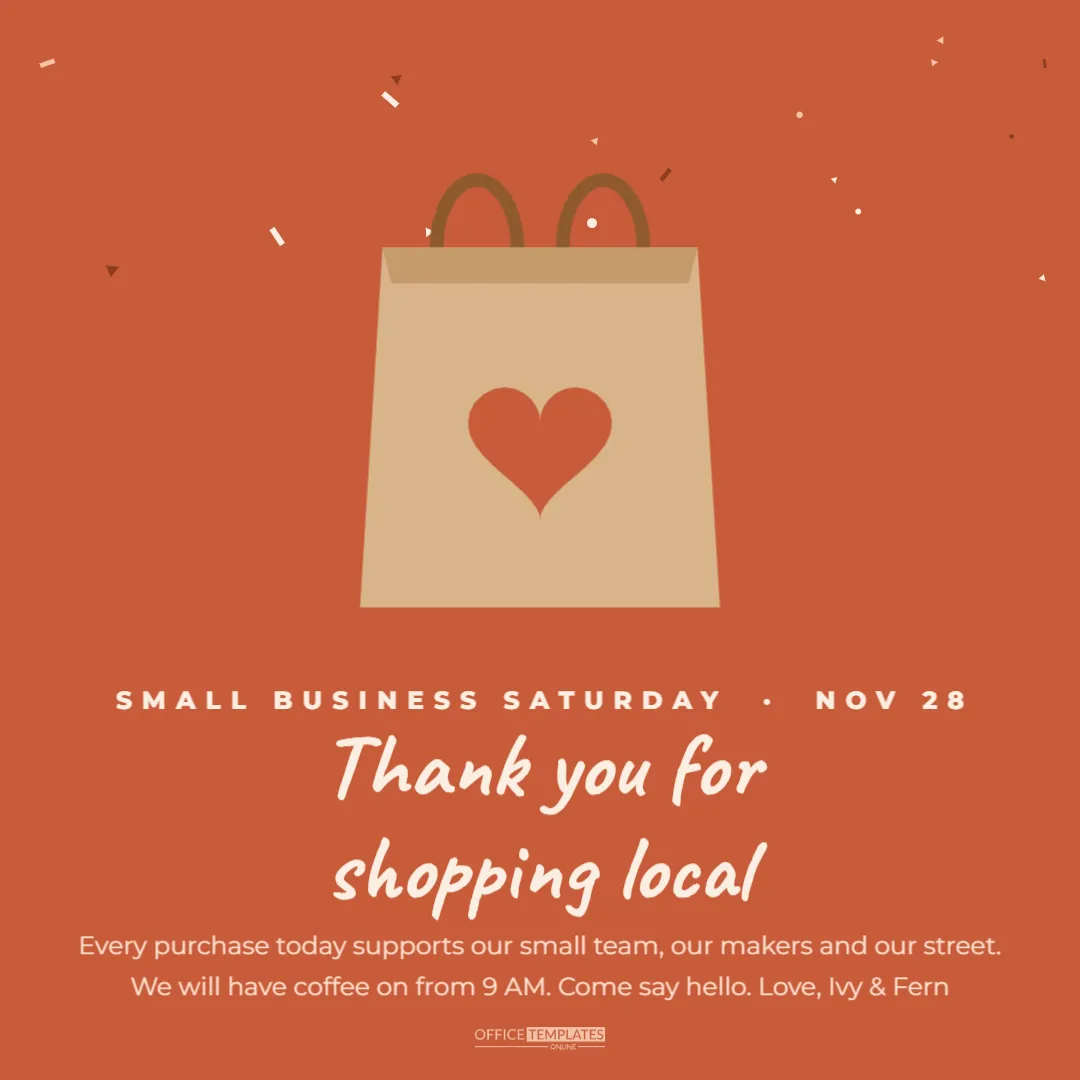 Small Business Saturday Social Post, Thank You for Shopping Local – free editable Black Friday template
