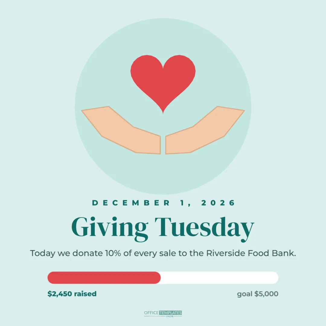 Giving Tuesday Donation Post with a Fundraising Progress Bar – free editable Black Friday template