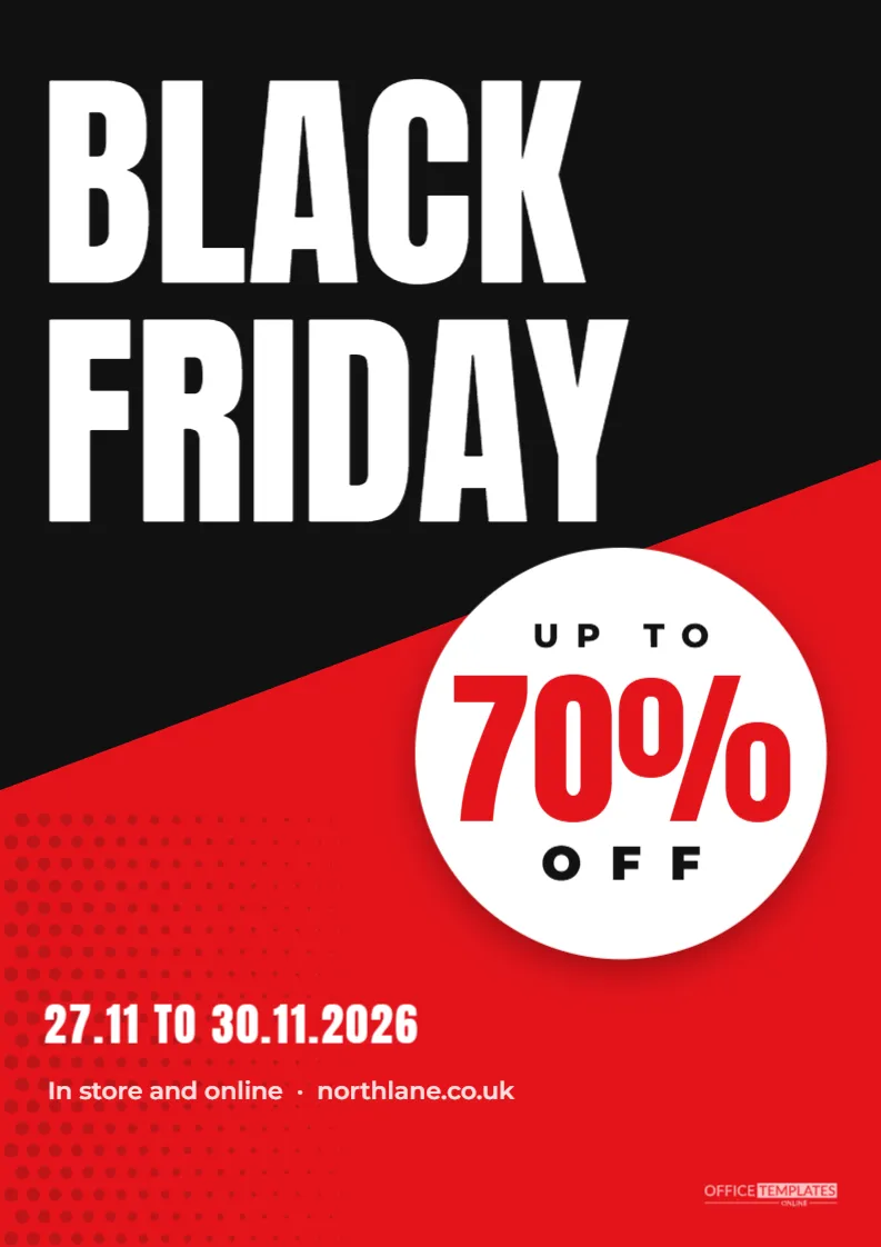 Example Department Designs Black Friday Sale Poster A4 Template, Printable