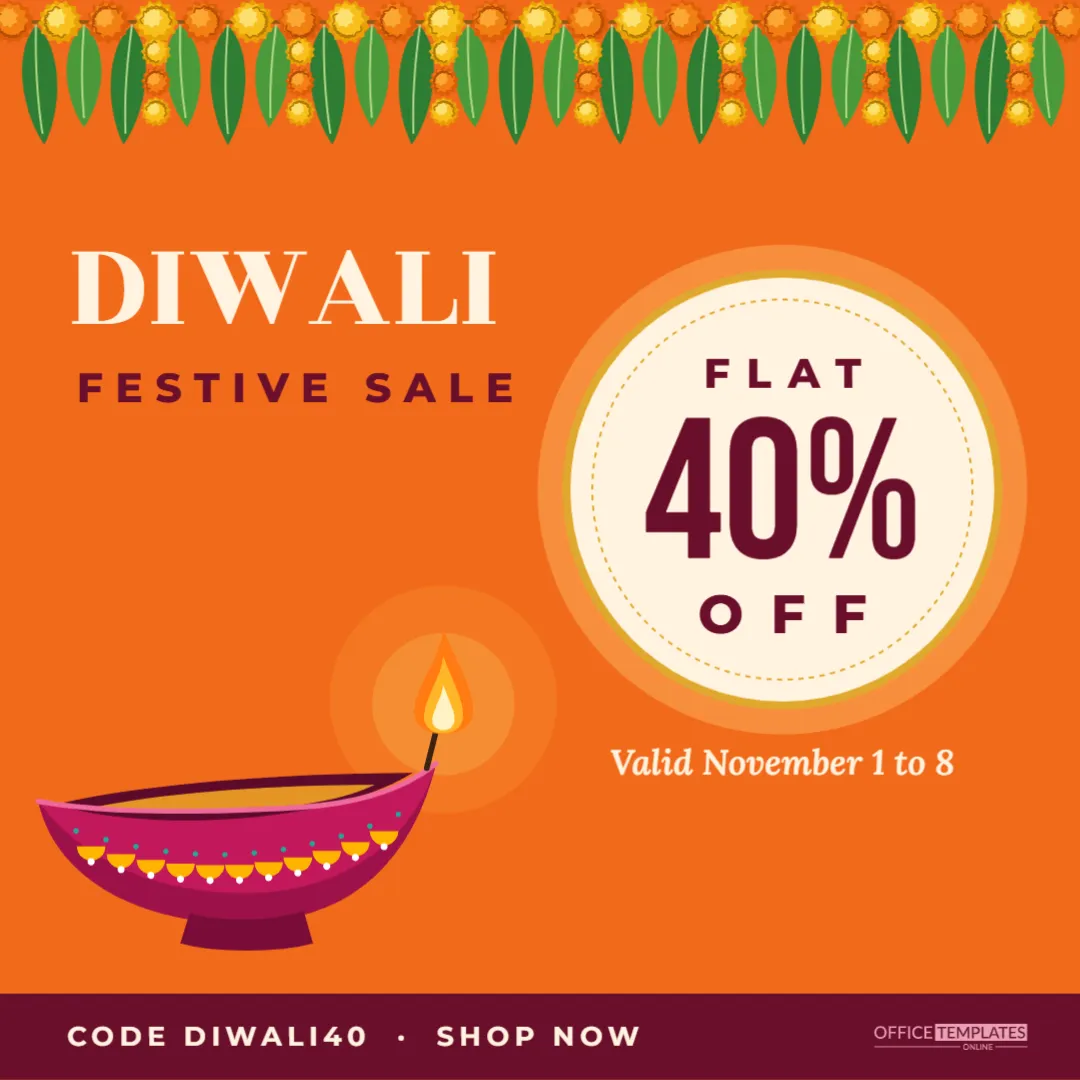 Diwali Festive Sale Instagram Post Template (1080 x 1080 px) – free editable Diwali template