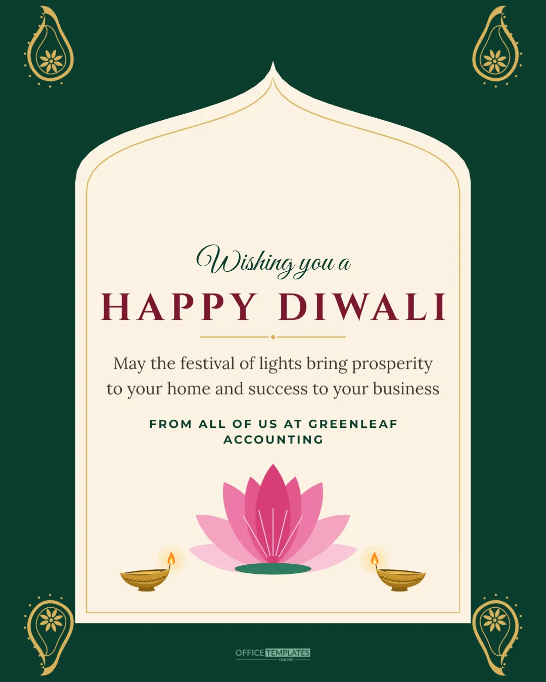 Business Diwali Greeting Post Template with Your Logo (1080 x 1350 px) – free editable Diwali template