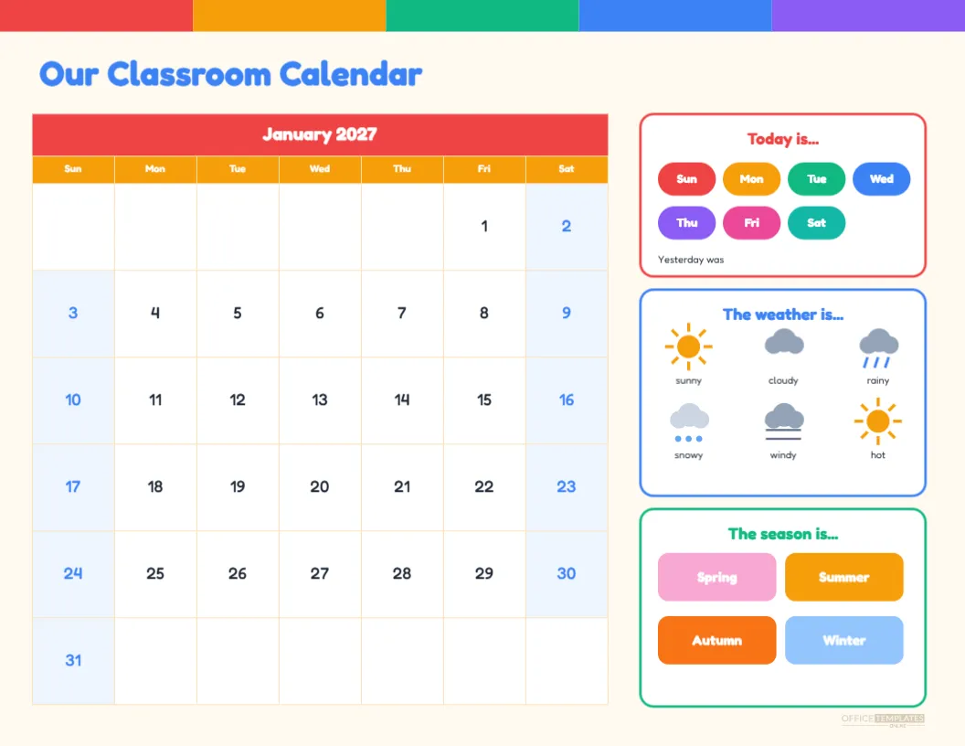 Preschool Circle Time Calendar with Weather, Days and Seasons